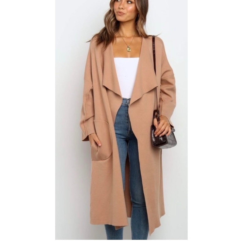 Sndys Tia Duster Cardigan In Camel Size XS Dusty Rose Coat Sweater